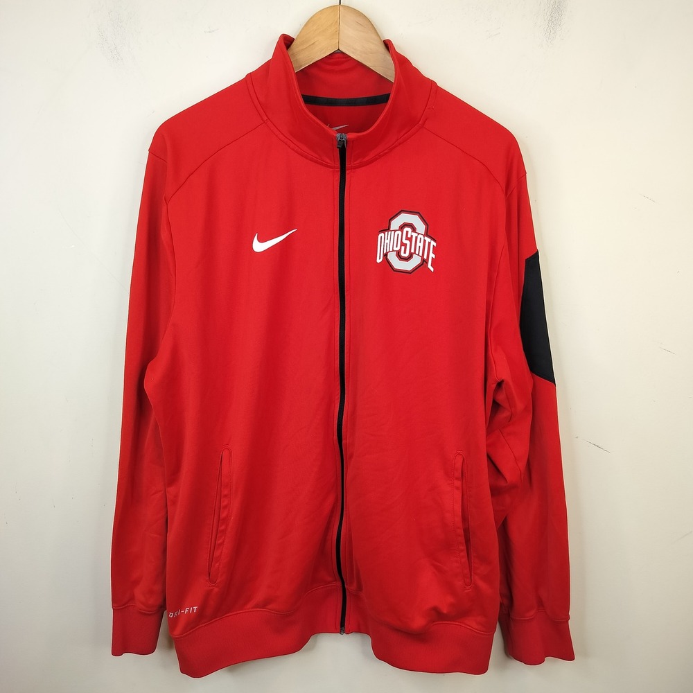Nike Ohio State Buckeyes Zip Up Track Jacket Large Dri-FIT Red